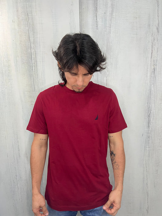 T-shirt Rojo vino tinto cuello redondo